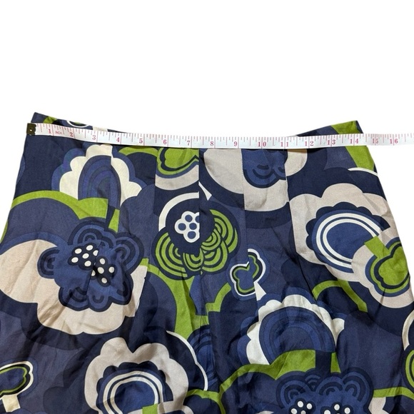 Boden Silk Mini Skirt Blue Cream Lime Floral Print Women’s Size 4R - Picture 6 of 8